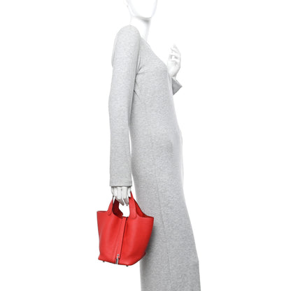 Hermes Taurillon Clemence Picotin Lock 18 PM Rouge Pivoine 2 of 10
