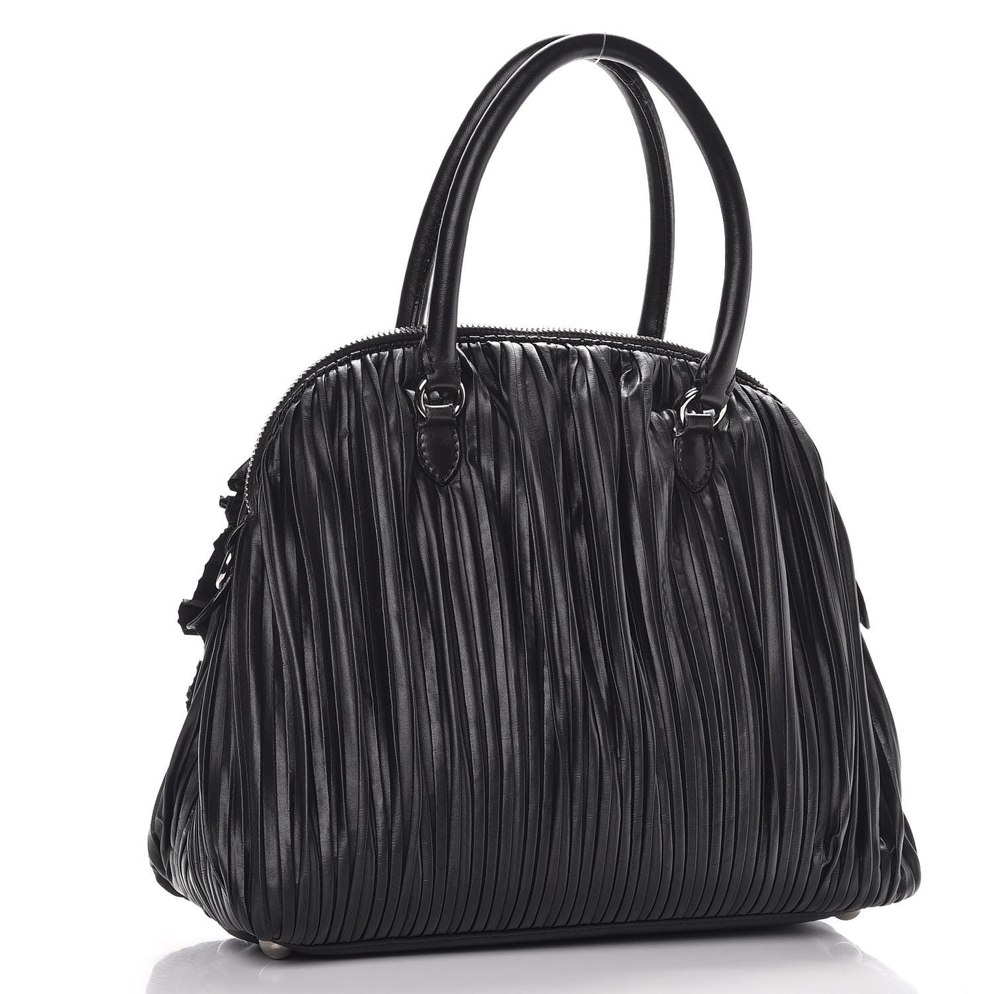 Nappa Pleated Petale Dome Tote Black