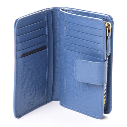 Prada Saffiano Metal Compact Wallet Bluette Mare 5 of 6