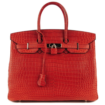 Hermes Matte Porosus Crocodile Birkin 35 Bougainvillea 1 of 23