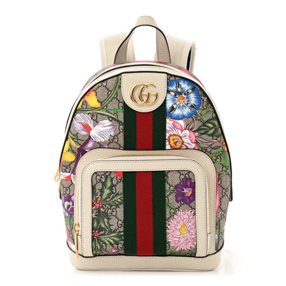 Gucci GG Supreme Monogram Flora Web Small Ophidia Day Backpack White 1 of 10