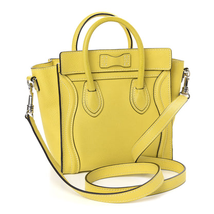 Celine Drummed Calfskin Nano Luggage Citron 3 of 10