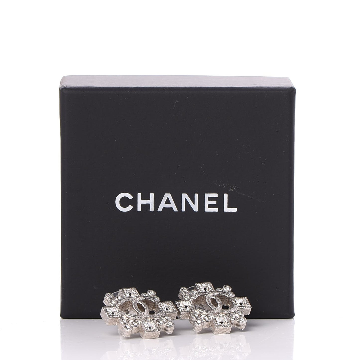 Baguette Crystal CC Earrings Silver