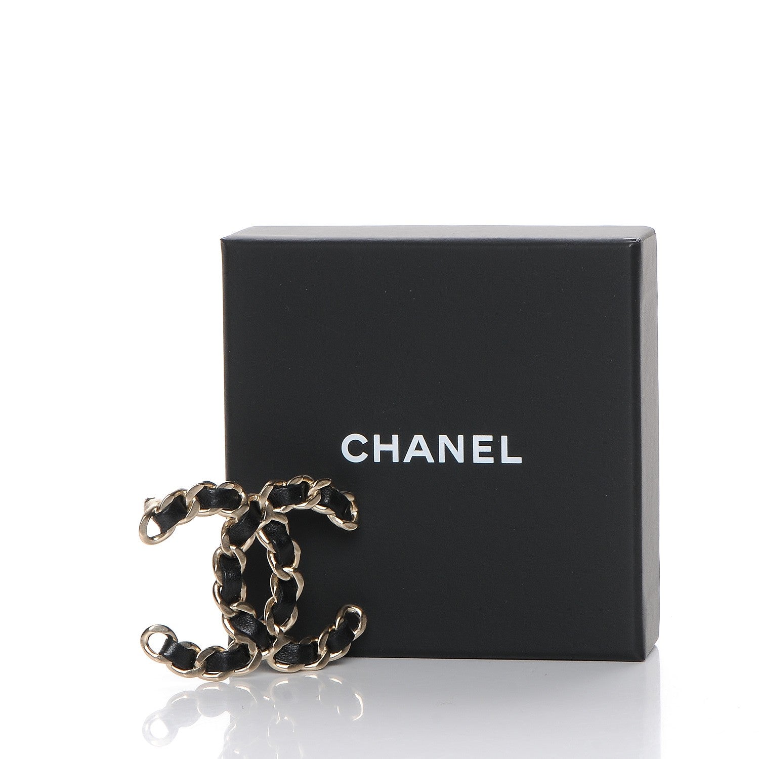 Chanel Lambskin Chain CC Brooch Black Gold 5 of 5