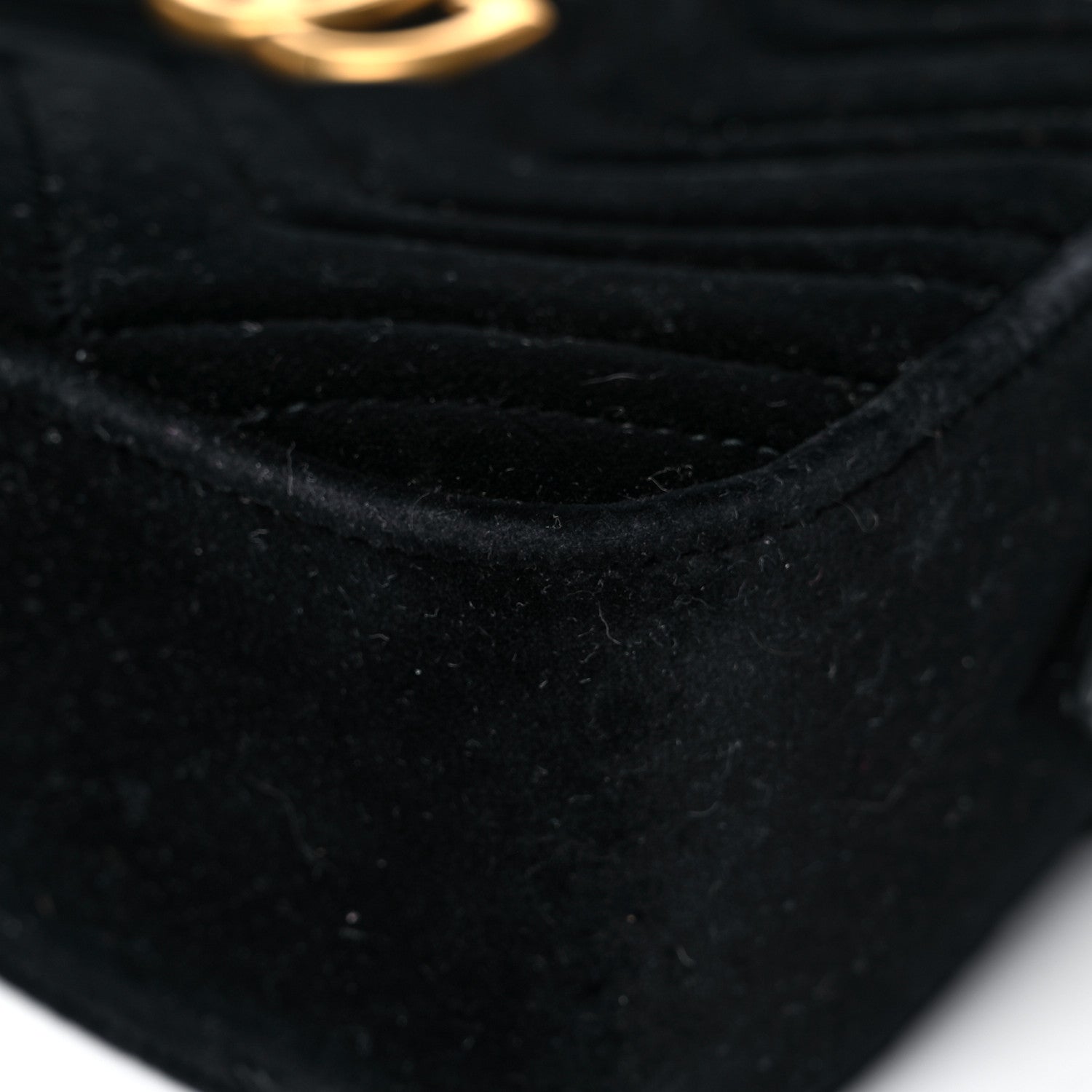 Gucci Velvet Matelasse Small GG Marmont Chain Shoulder Bag Black 11 of 24