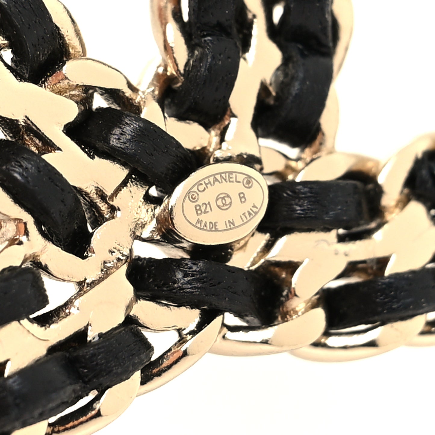 Lambskin Crystal CC Chain Brooch Black Gold