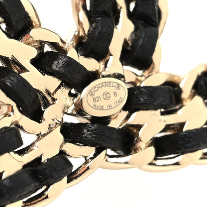 Chanel Lambskin Crystal CC Chain Brooch Black Gold 3 of 3