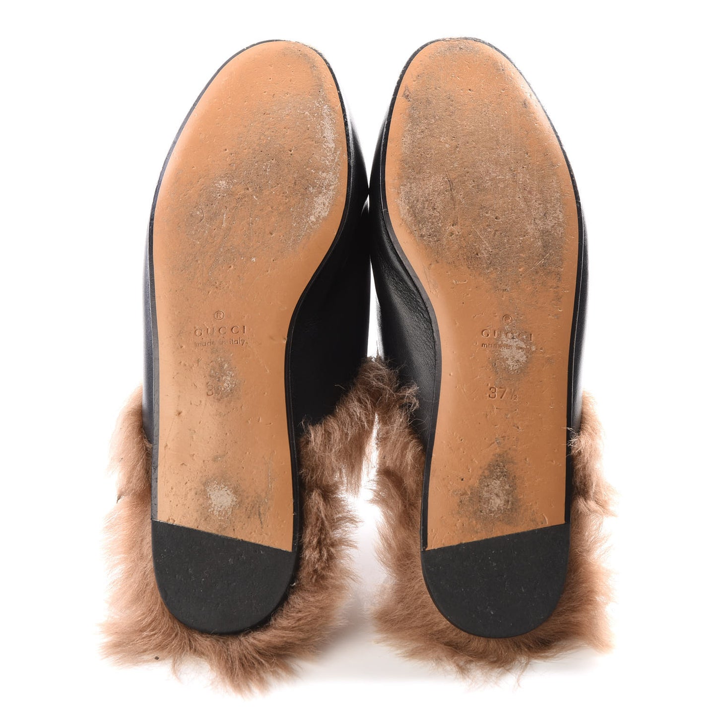 Calfskin Lambswool Tiger Embroidered Womens Princetown Slippers 37.5 Black