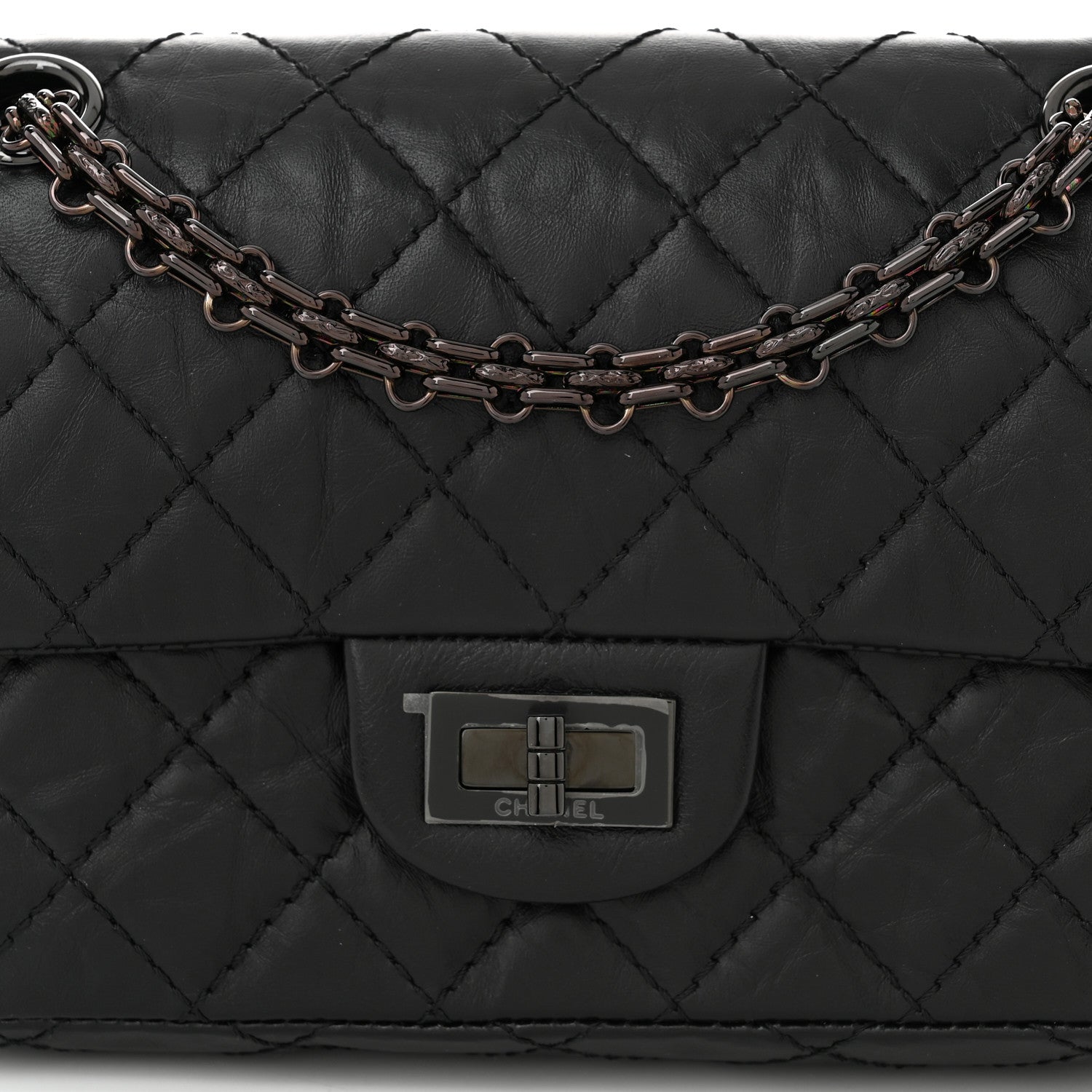 Chanel Aged Calfskin Quilted 2.55 Reissue Mini Flap So Black 7 of 10