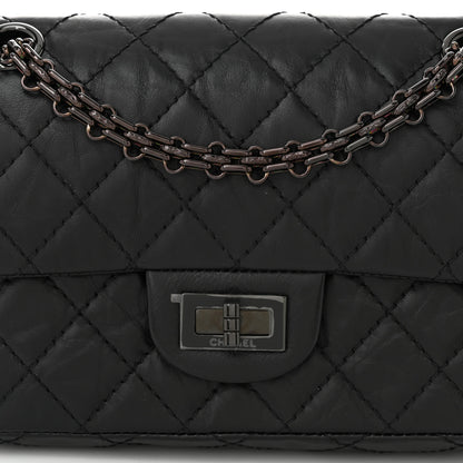 Chanel Aged Calfskin Quilted 2.55 Reissue Mini Flap So Black 7 of 10