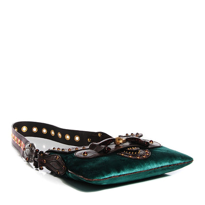 Gucci Velvet Alligator Studded Pelham Flap Bag 11 of 14
