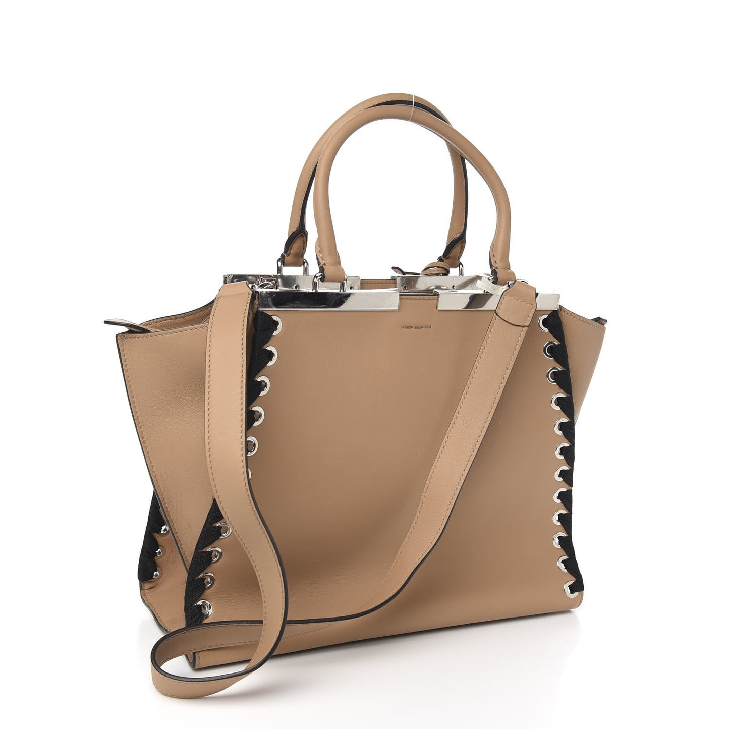 Vitello Dolce Ribbon Lace Up Petite 3Jours Tote Miele Scuro