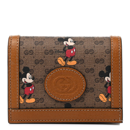Gucci X DISNEY Mini Vintage GG Supreme Monogram Mickey Mouse Card Holder Wallet Beige Vintage Sun Oil 1 of 7
