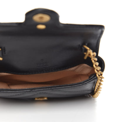 Gucci Calfskin Matelasse GG Marmont 2.0 Coin Purse On A Chain Black 5 of 9