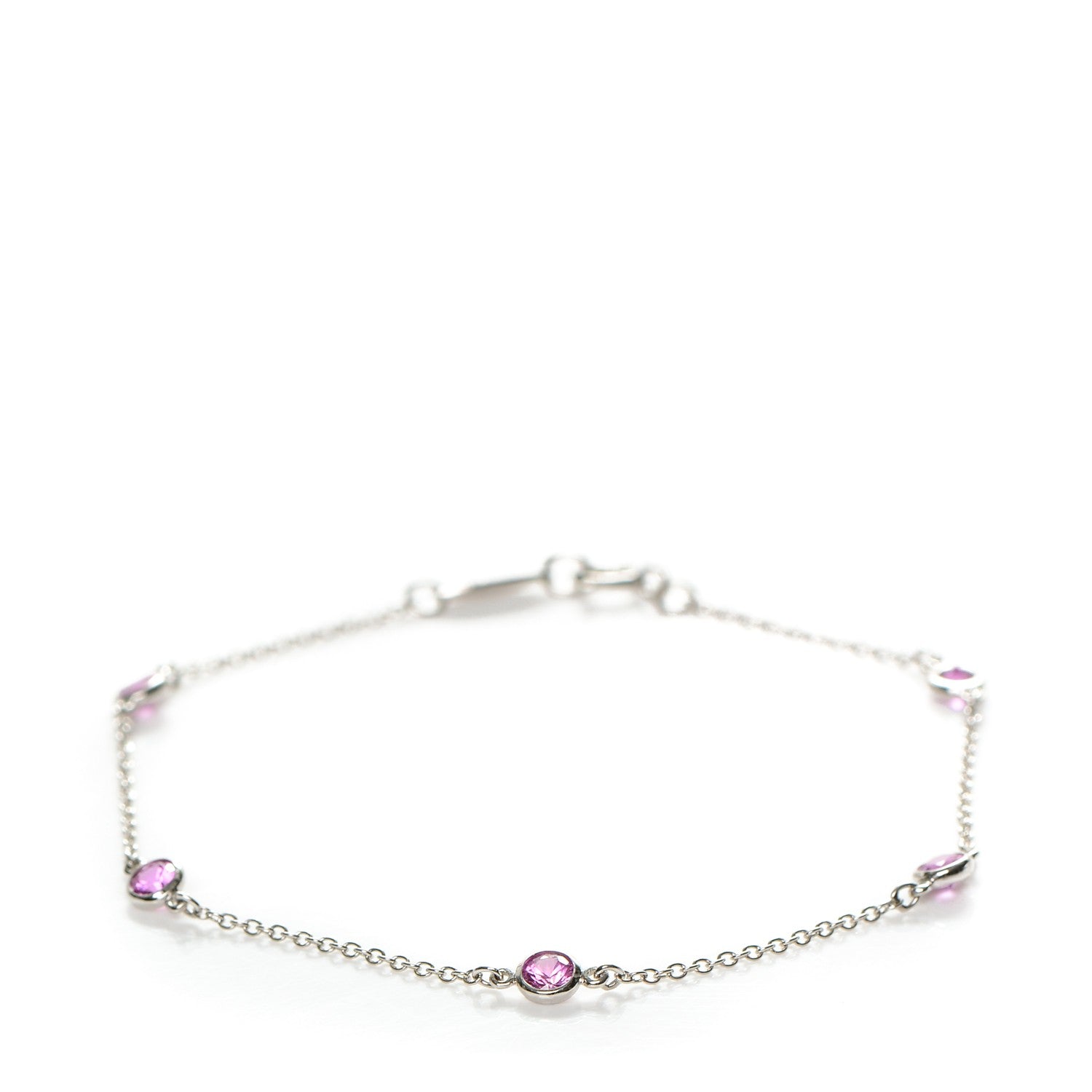 Tiffany Platinum Pink Sapphire Elsa Peretti Color By The Yard Bracelet 1 of 5