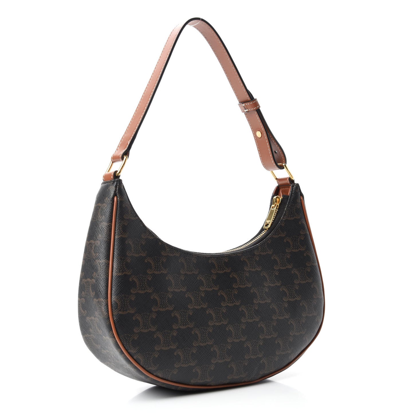Triomphe Canvas Calfskin Ava Shoulder Bag Tan