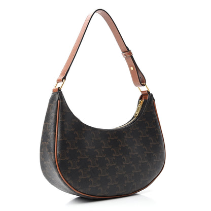 Celine Triomphe Canvas Calfskin Ava Shoulder Bag Tan 3 of 9
