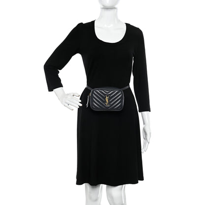 Saint Laurent Calfskin Matelasse Monogram Lou Belt Bag Dark Smog 3 of 10