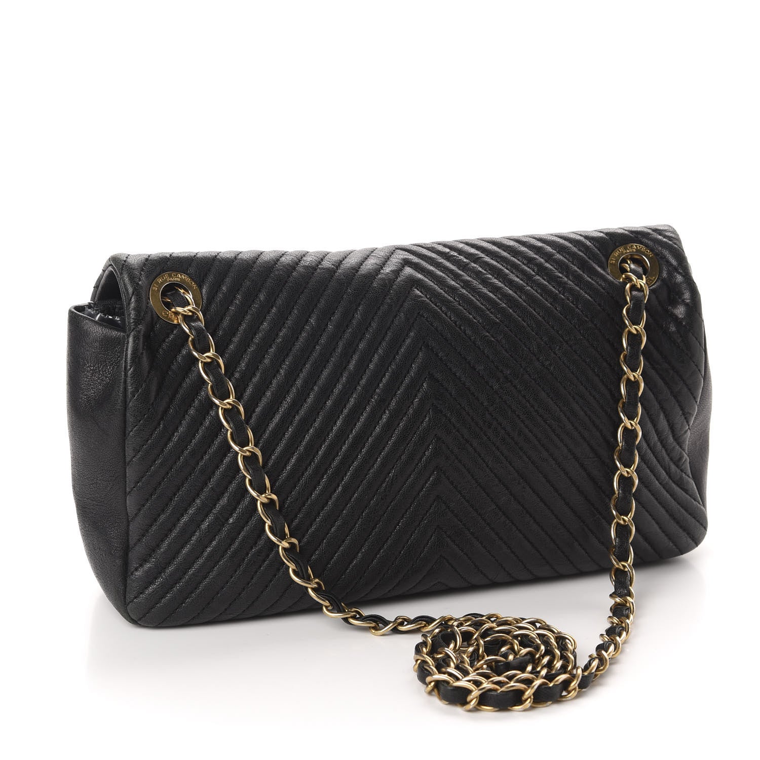 Chanel Calfskin Chevron Quilted Medium Surpique Flap Black 3 of 12