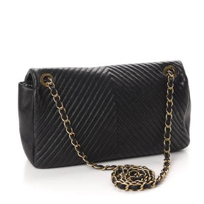 Chanel Calfskin Chevron Quilted Medium Surpique Flap Black 3 of 12