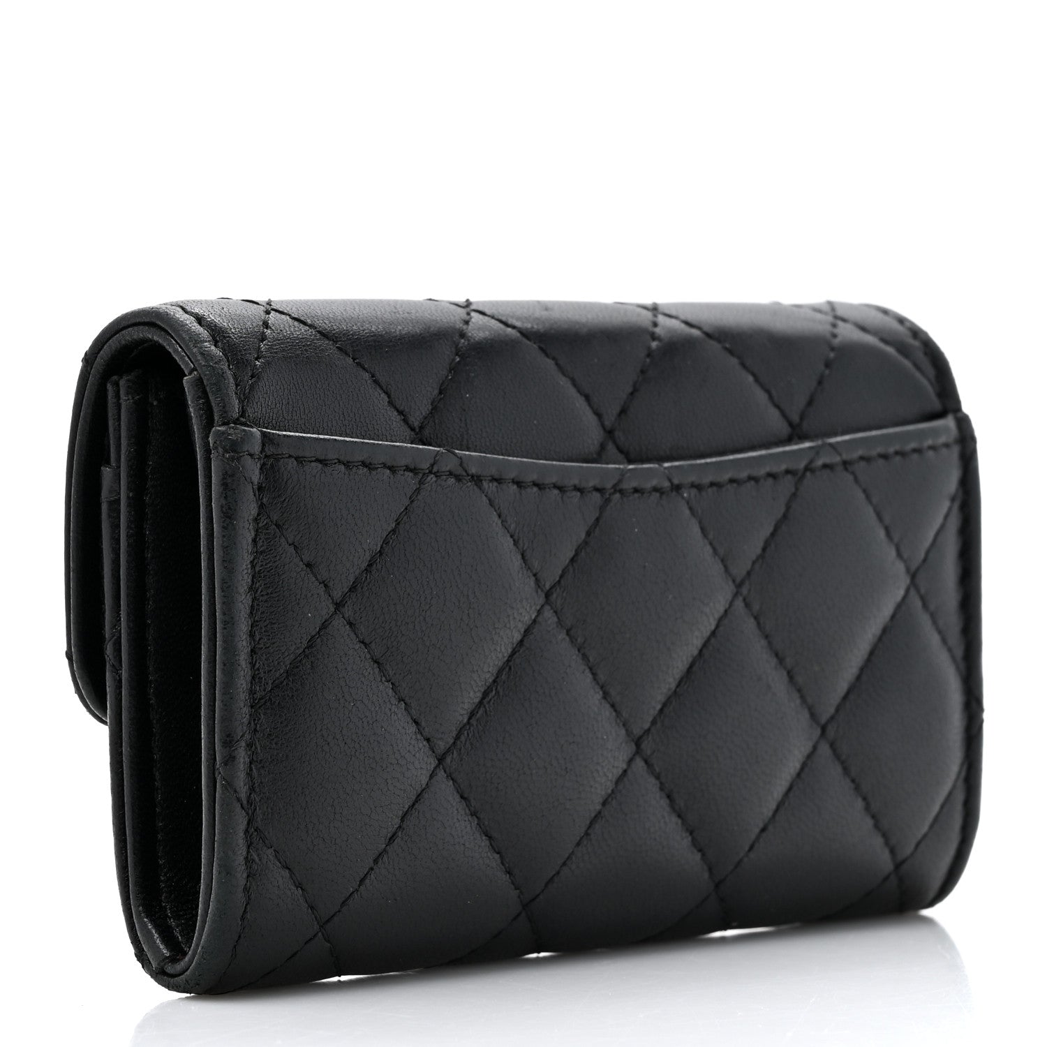 Chanel Lambskin Quilted Flap Card Holder Wallet Black 3 of 13