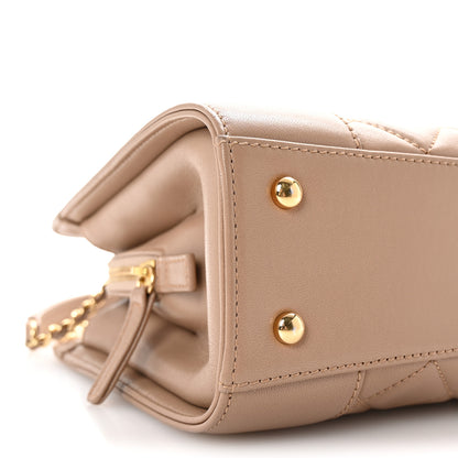 Chanel Sheepskin Quilted Mademoiselle Vintage Shopping Tote Beige 9 of 10