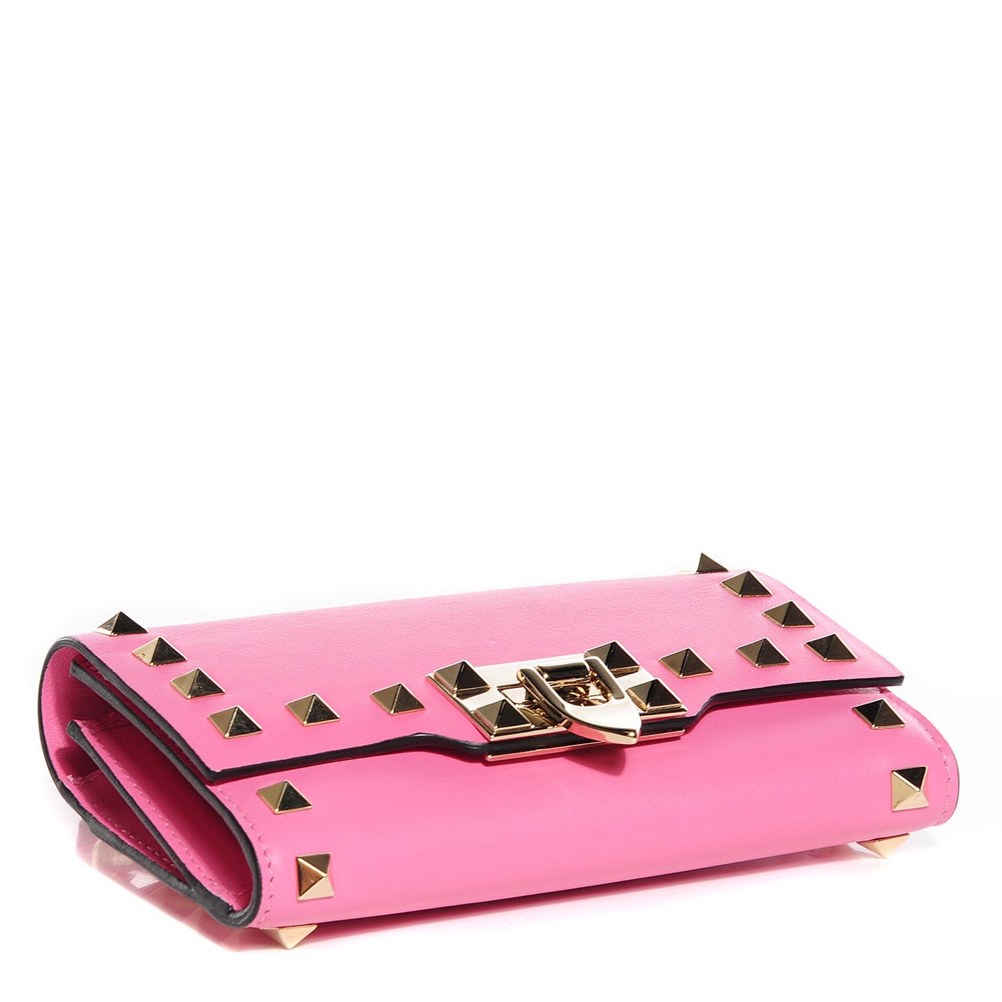 Calfskin Rockstud Flip Lock Wristlet Wallet Ninphea