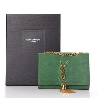 Saint Laurent Suede Small Classic Monogram Kate Tassel Satchel Green 8 of 8