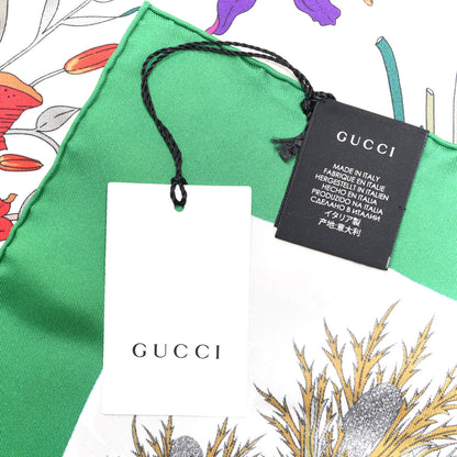 Gucci Silk Flora Gothic Square Scarf Ivory Dark Green 4 of 5