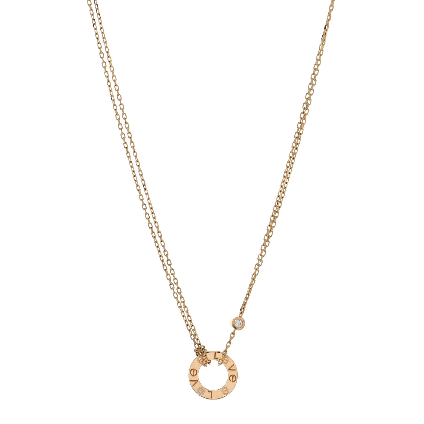 18K Yellow Gold 2 Diamond LOVE Necklace