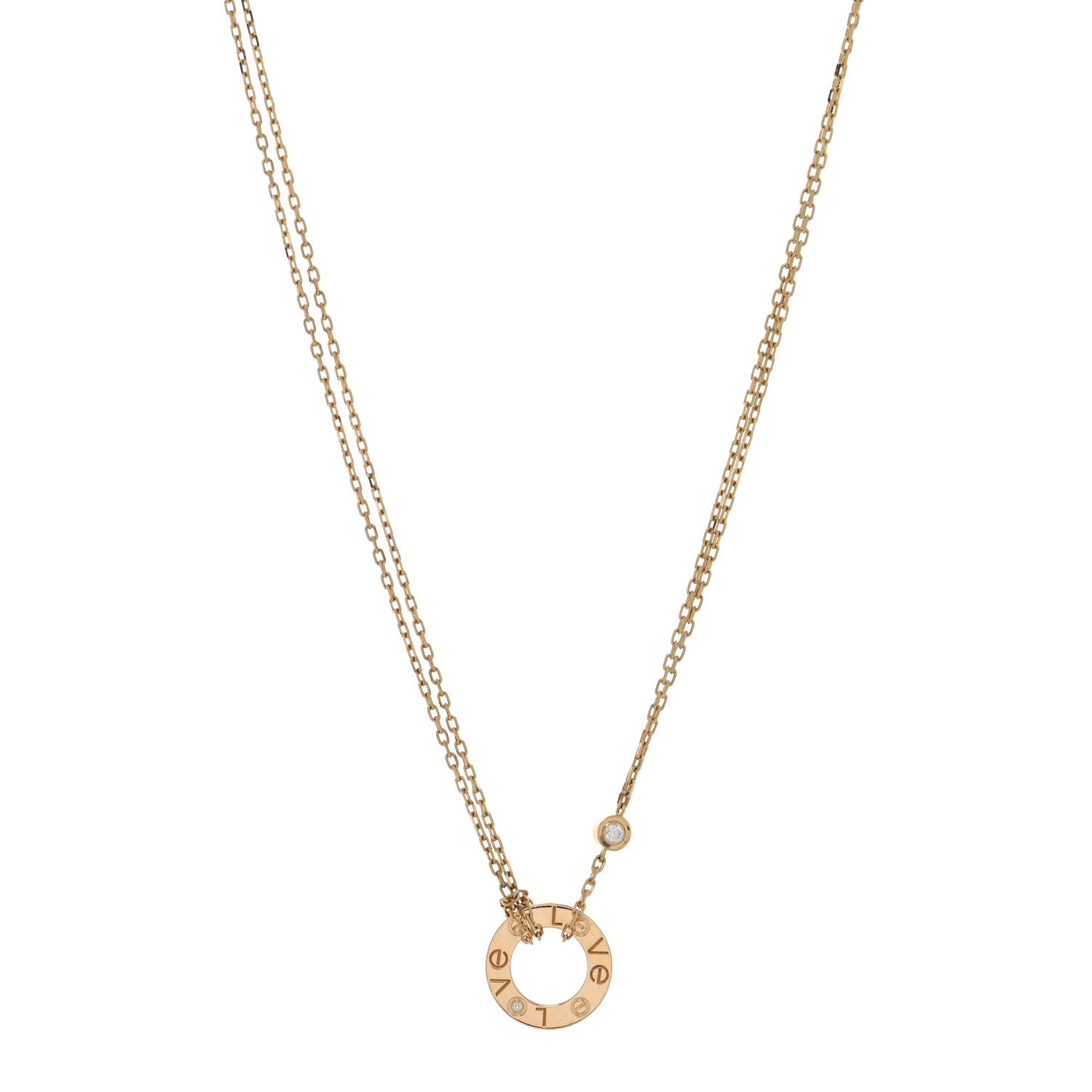 Cartier 18K Yellow Gold 2 Diamond LOVE Necklace 1 of 4