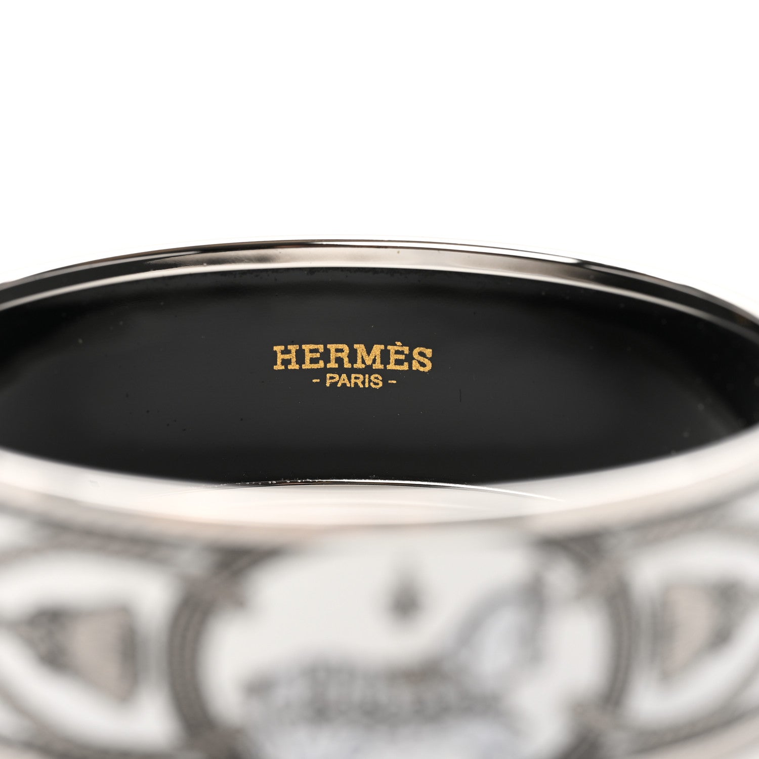 Hermes Enamel Printed Wide Grand Apparat Bracelet 70 White 5 of 5