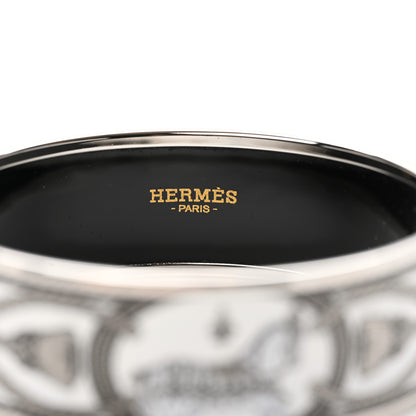 Hermes Enamel Printed Wide Grand Apparat Bracelet 70 White 5 of 5