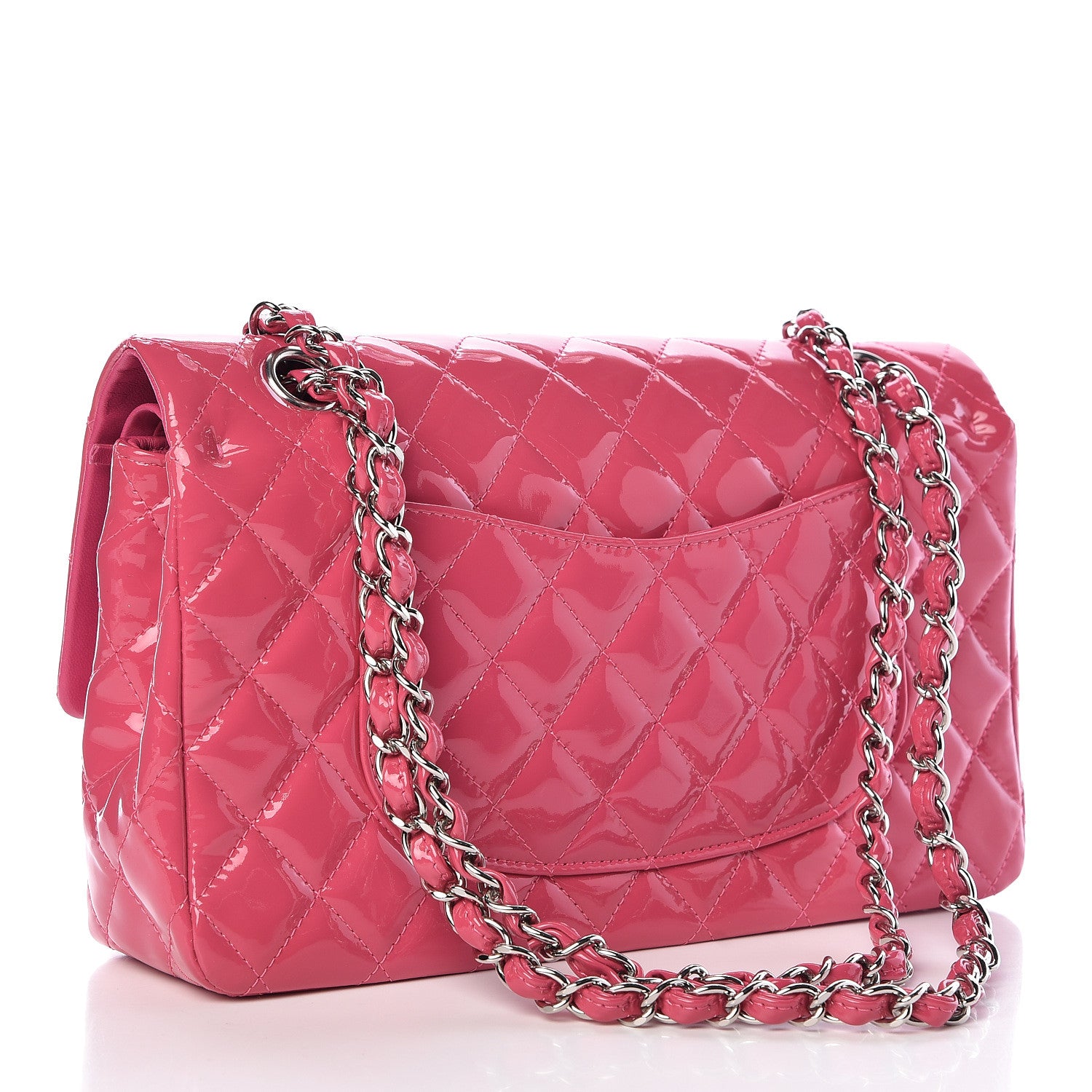 Chanel Patent Quilted Medium Double Flap Fuchsia 3 of 12