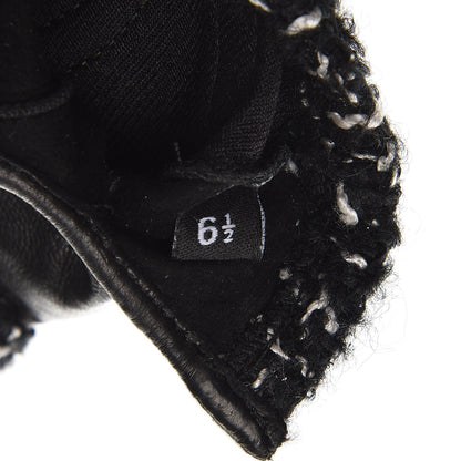 Chanel Metallic Lambskin Tweed CC Fingerless Gloves 6.5 Black Green 3 of 6
