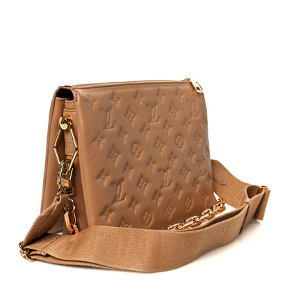 Louis Vuitton Lambskin Embossed Monogram Coussin PM Camel 3 of 11
