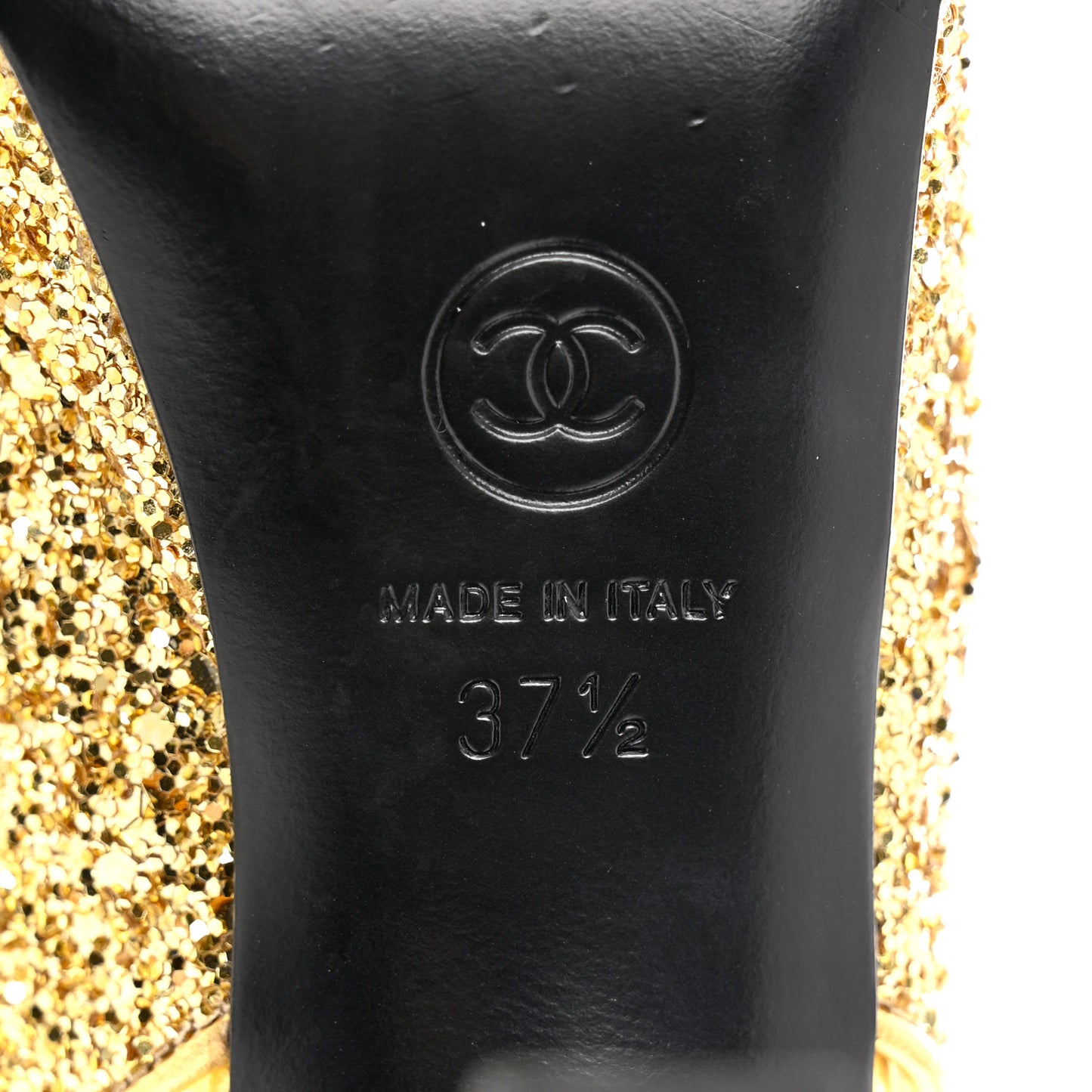 Glitter Grosgrain Cap Toe CC Slingback Pumps 37.5 Gold Black