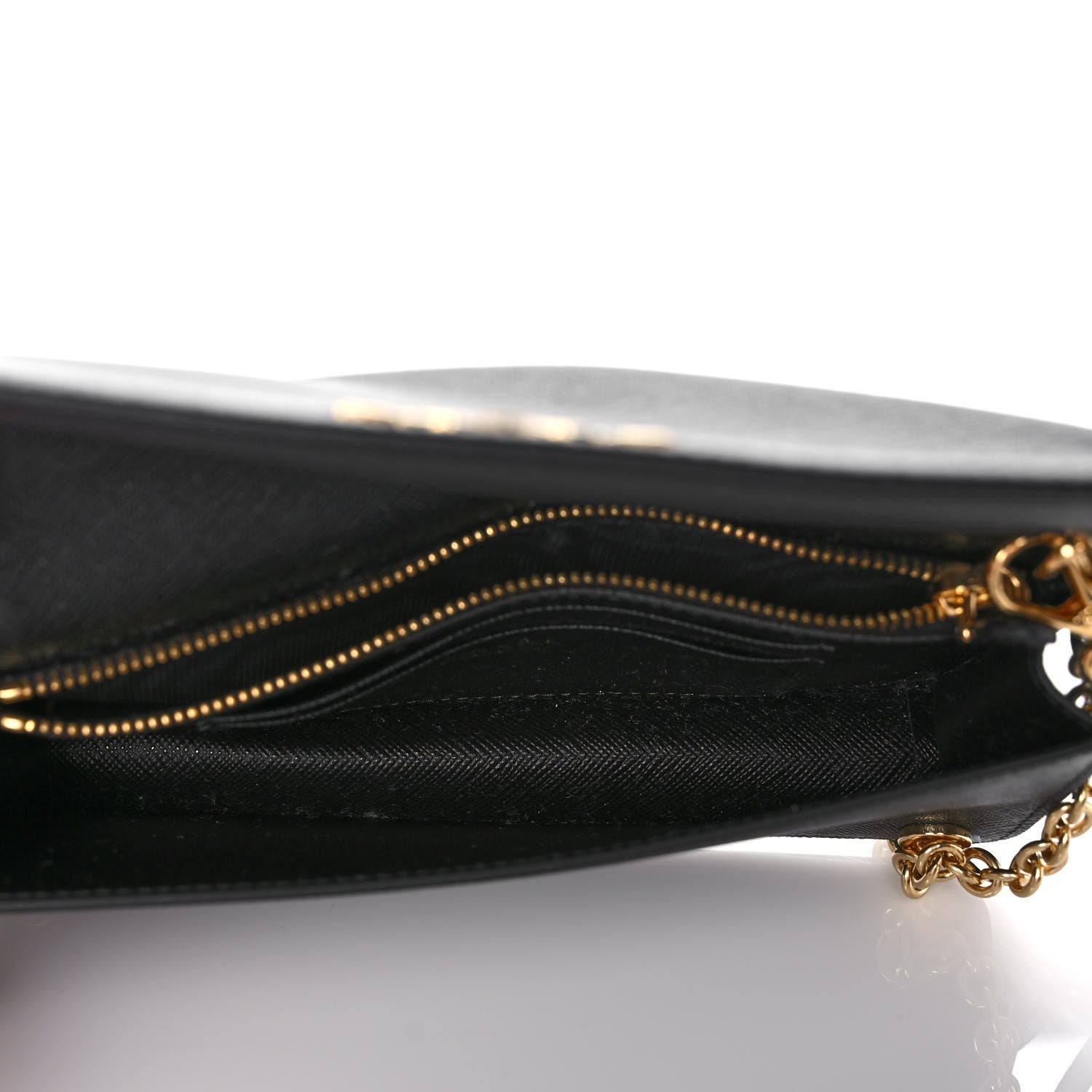 Prada Saffiano Metal Phone Wristlet Crossbody Wallet Black 5 of 9