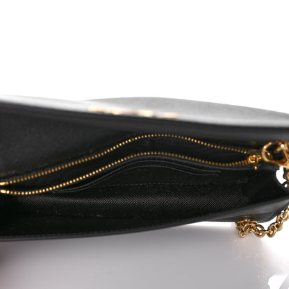 Prada Saffiano Metal Phone Wristlet Crossbody Wallet Black 5 of 9