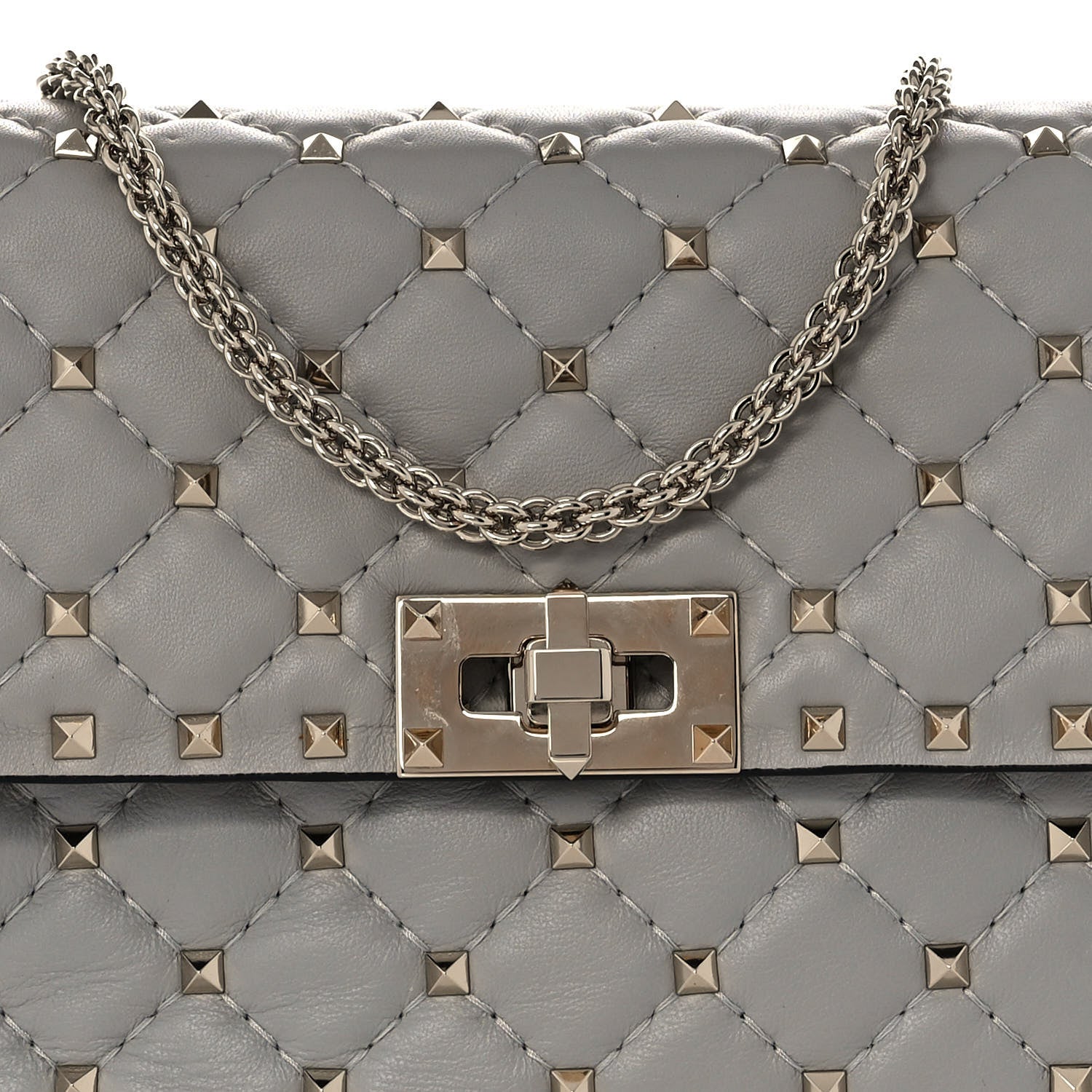 Valentino Garavani Nappa Medium Rockstud Spike Shoulder Bag Opal Grey 9 of 10