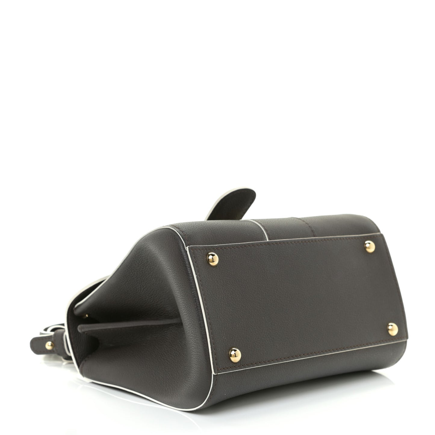 Grained Calfskin Bi-Color Brillant Mini Satchel Black