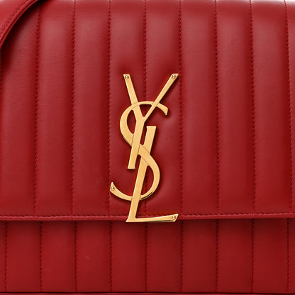 Saint Laurent Lambskin Matelasse Monogram Large Vicky Chain Bag Rouge Eros 9 of 12