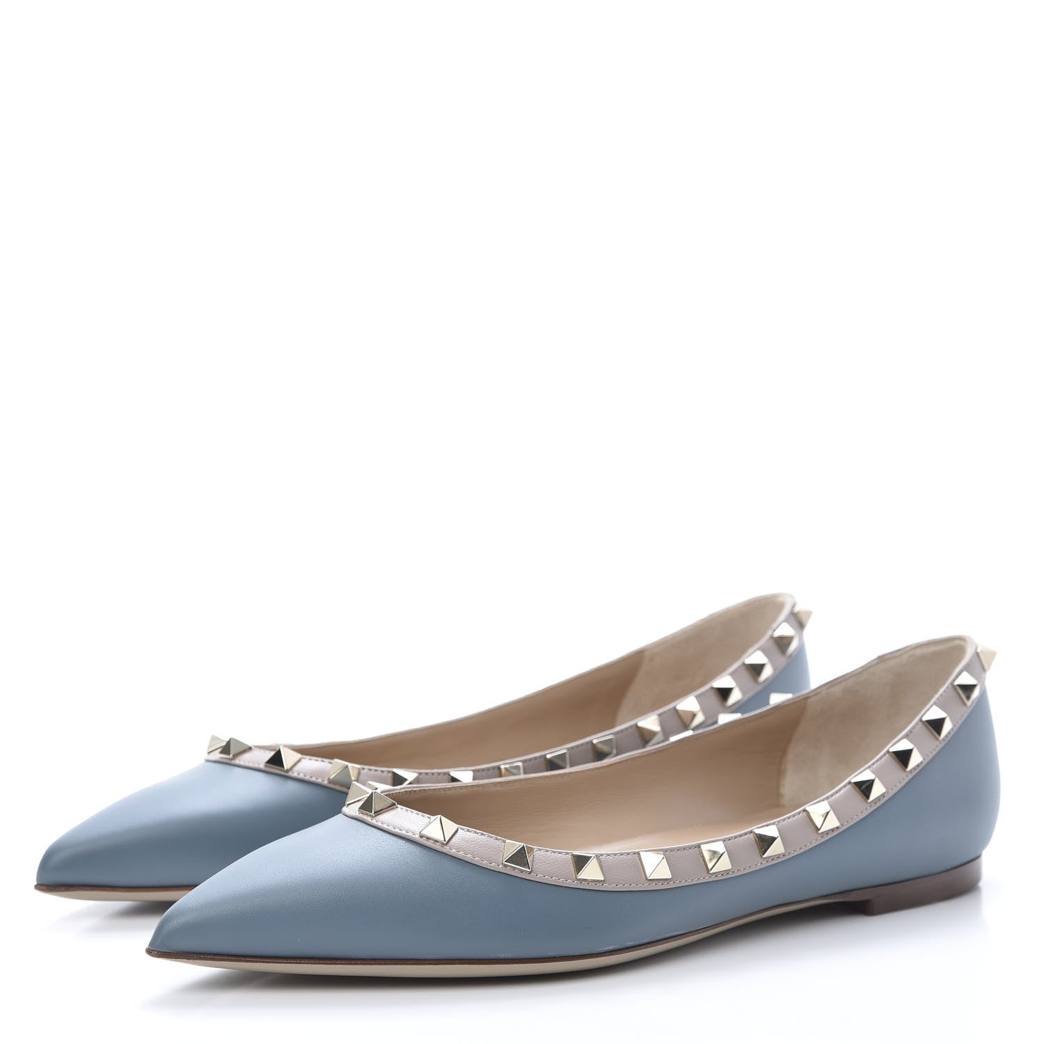Valentino Garavani Calfskin Nappa Rockstud Ballerina Flats 37.5 Amadeus Poudre 3 of 8