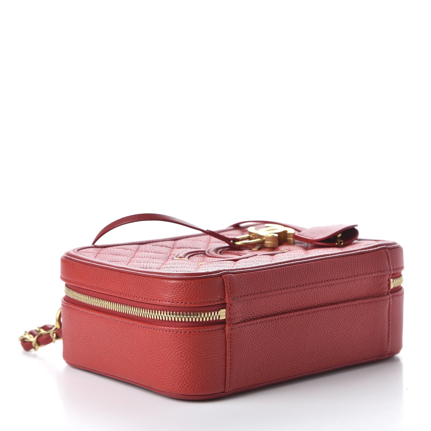 Caviar Quilted Medium CC Filigree Vanity Case Red