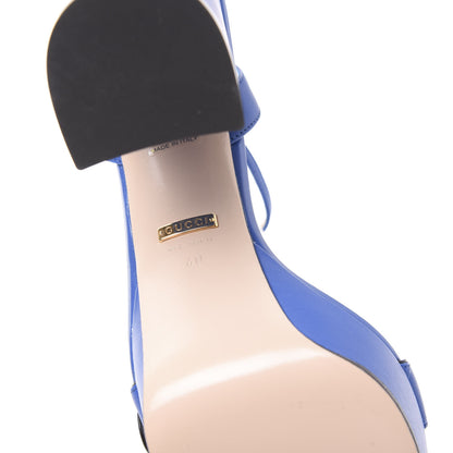 Gucci Calfskin GG Marmont Ankle Wrap 30/115mm Platform Sandals 40 Bright Blue 7 of 8