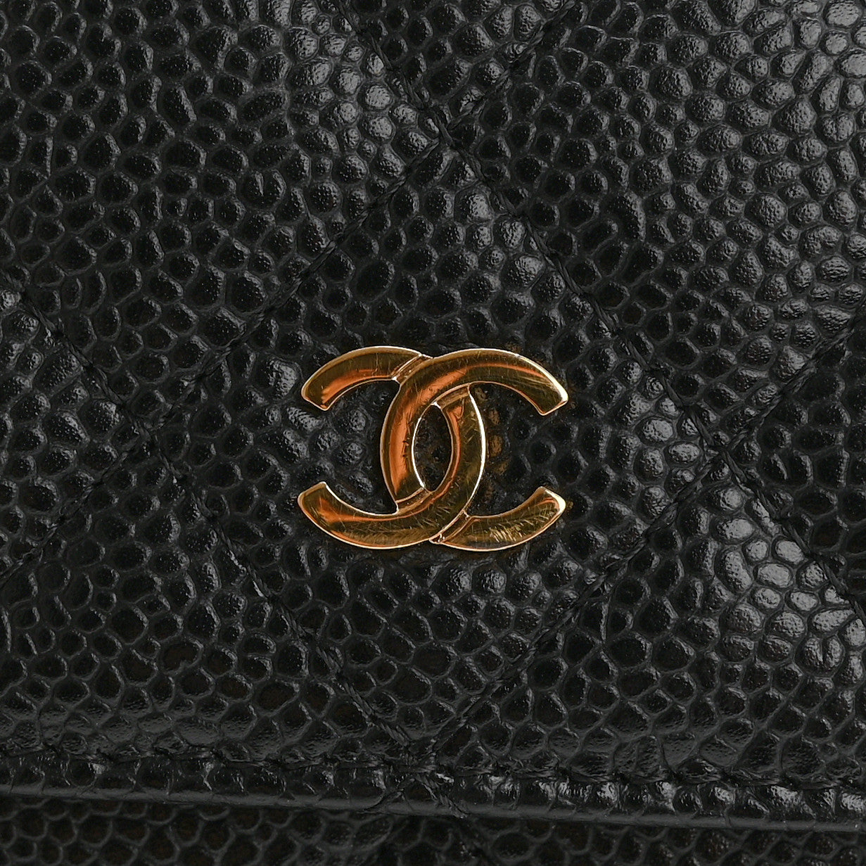 Caviar Quilted Wallet on Chain WOC Black