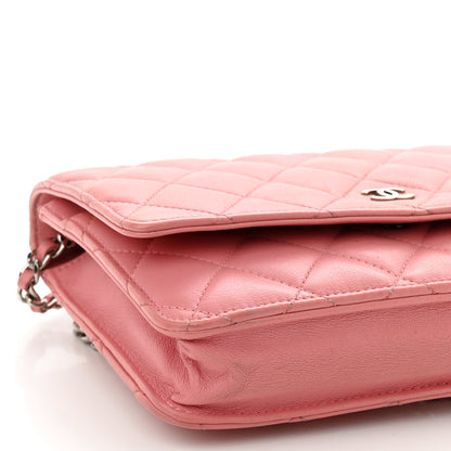 Chanel Lambskin Quilted Wallet On Chain WOC Pink 10 of 11