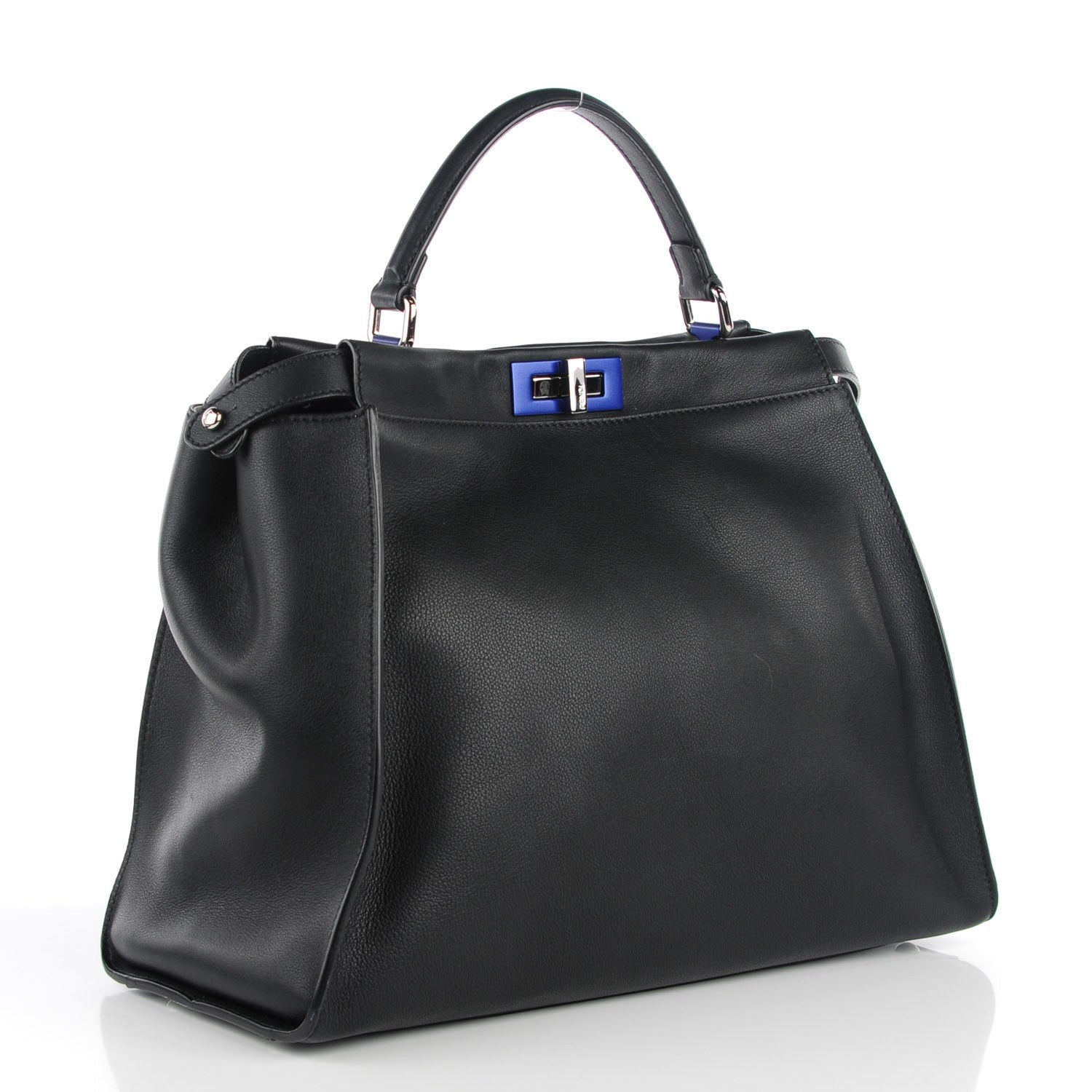 Fendi Vitello Dolce Shiny Nappa Large Peekaboo Iconic Satchel Black Camelia 3 of 11