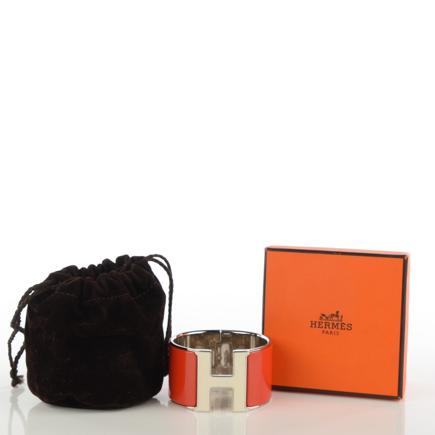 Hermes Enamel Extra Wide Clic Clac H Bracelet PM Orange Fruite 4 of 6