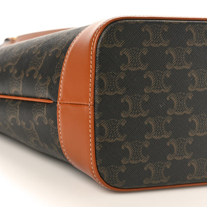 Celine Triomphe Canvas Calfskin Small Bucket Bag Tan 9 of 10